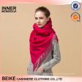 Red solid color plain knitted cashmere scarf nepal